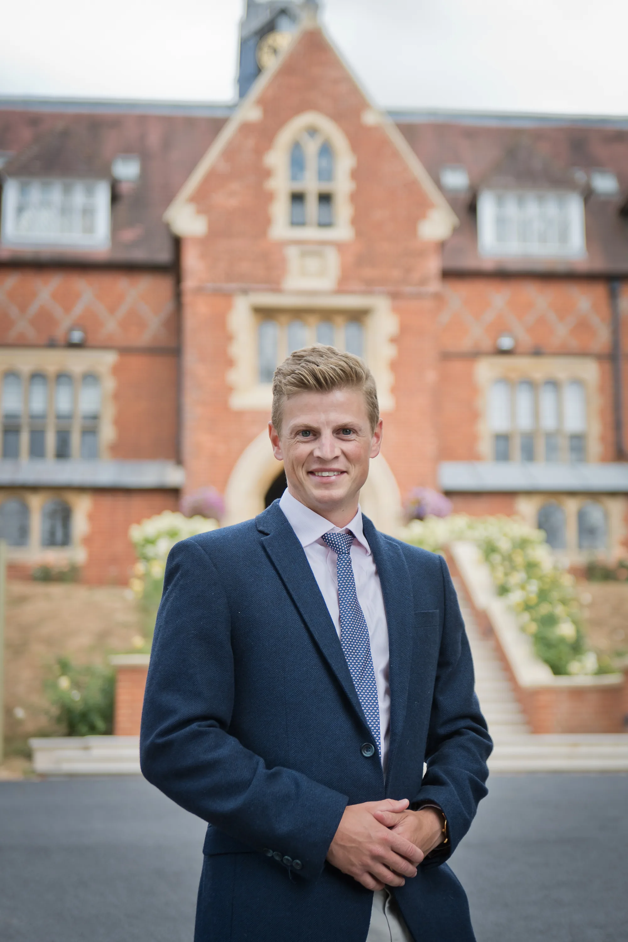 Ed Carson outside Cranleigh School